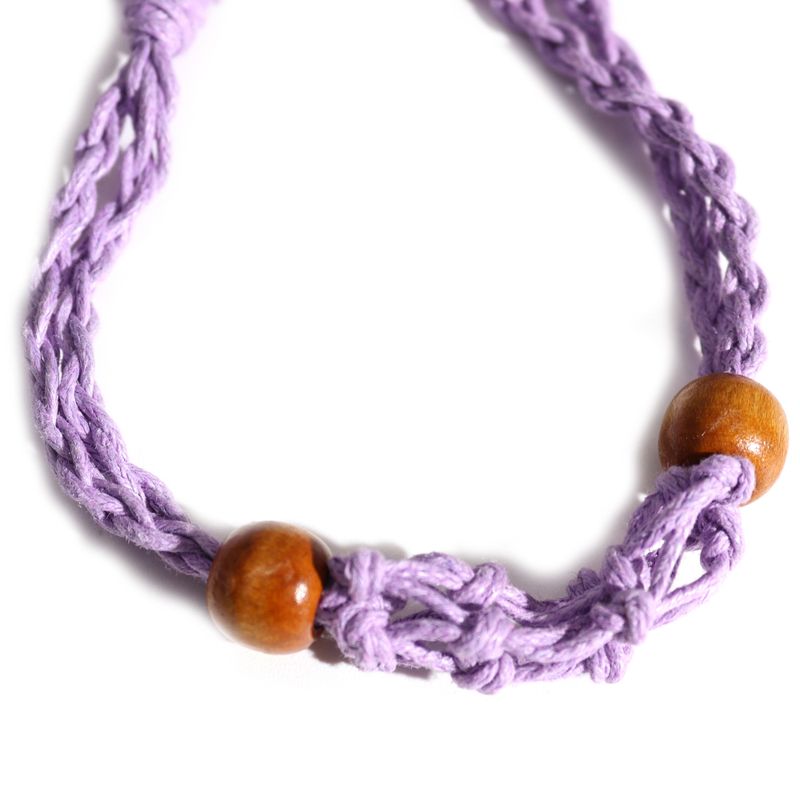 Pulsera de Macrame para Piedras Preciosas 20-28cm - Purpura