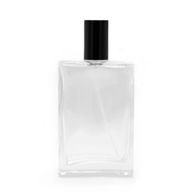 Botella cuadrada gruesa de 100 ml, spray negro y tapa