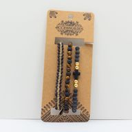 Set de Pulseras para Hombre - Negro y Tostado