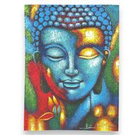 Pintura de Buda - Flor azul y dorada