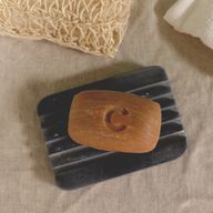 Jabonera de Esteatita Gris 12x8.5cm - Estrías Profundas