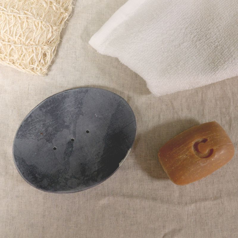 Jabonera de Esteatita Gris 10x12cm - Óvalo Clásico