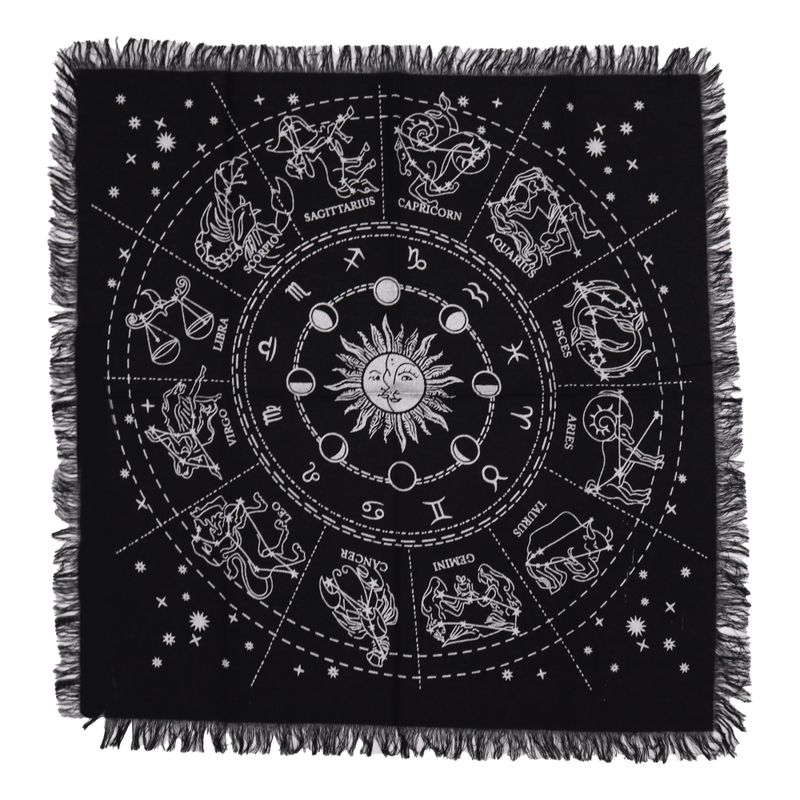 Mantel de altar esotérico con flecos - Horóscopo