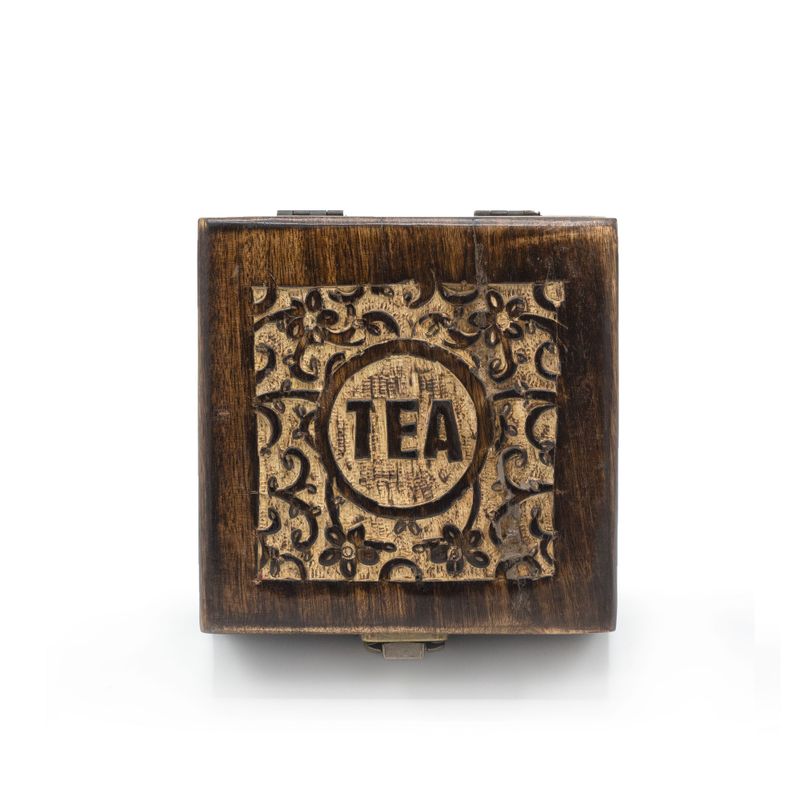 Caja de té tallada  (4 compartimentos)