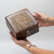 Caja de té tallada  (4 compartimentos)