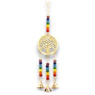 Campanas Indias - Árbol de la Vida de Latón con Cuentas de Chakra - 3 Campanas - 6.5x31cm