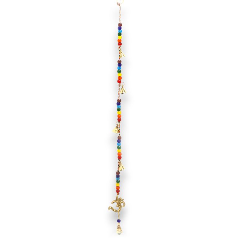 Campanas Indias - OM de latón con cuentas de chakra Campanas de cuerda - 53cm