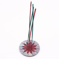 Porta-incienso Disco de Esteatita 10cm - Flor del Sol (soporte 5 varillas)