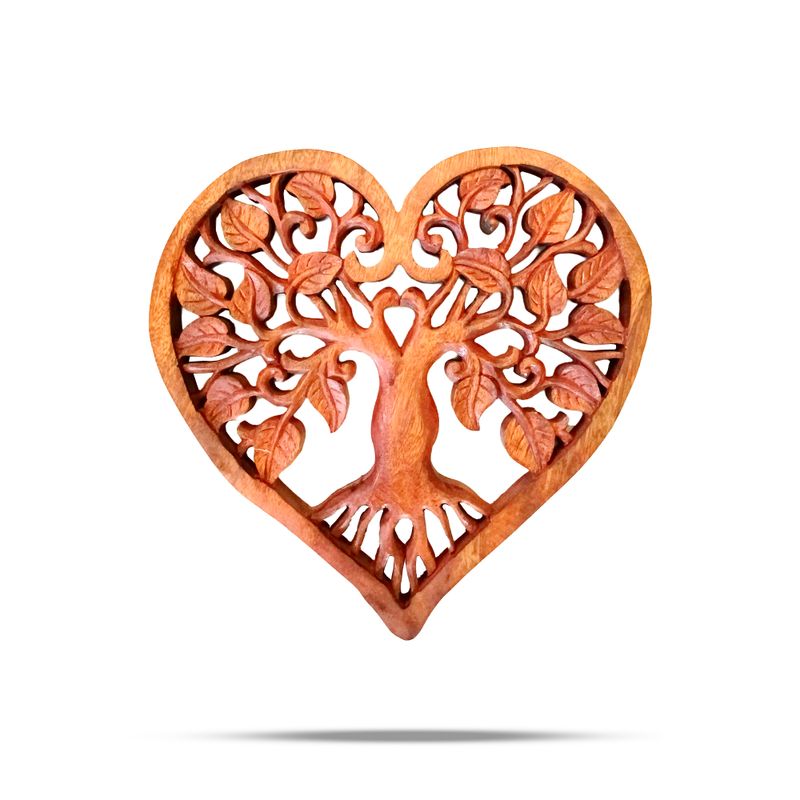 Panel Decorativo de Madera en Forma de Corazón con Árbol de la Vida 30cm