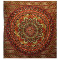 Colcha Doble de Algodón + Colgante de Pared - Mandala Clásico - Verde