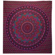 Colcha Doble de Algodón + Colgante de Pared - Mandala Clásico - Morado