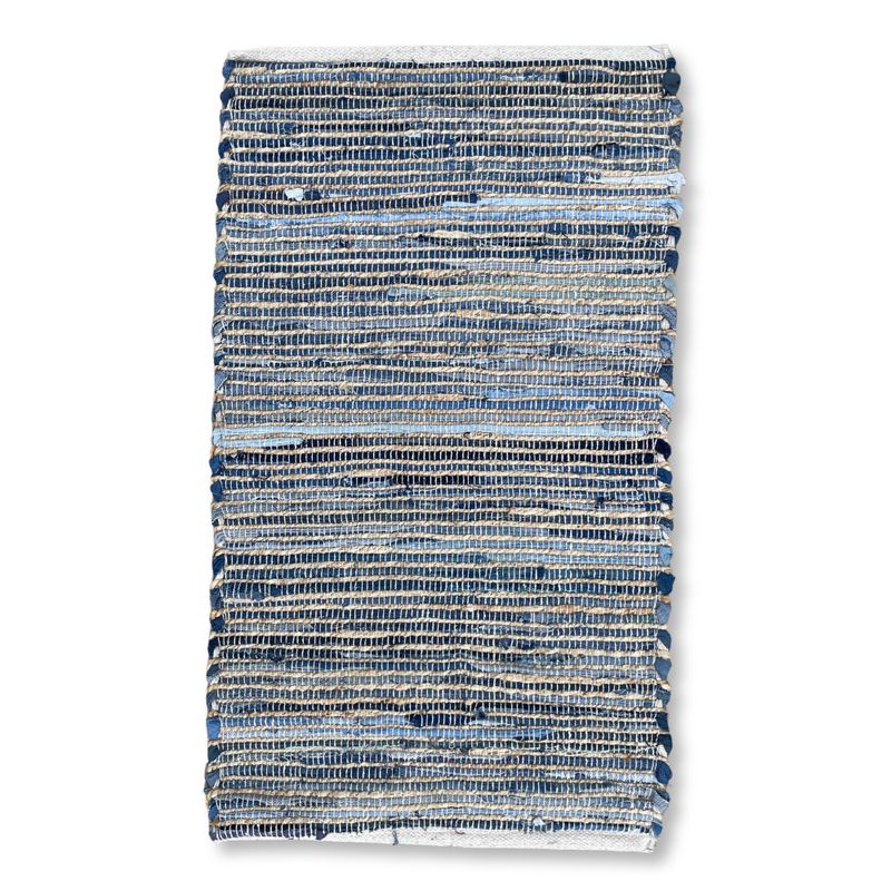 Alfombra mediana de yute de algodón reciclado - 90x150cm - Azul