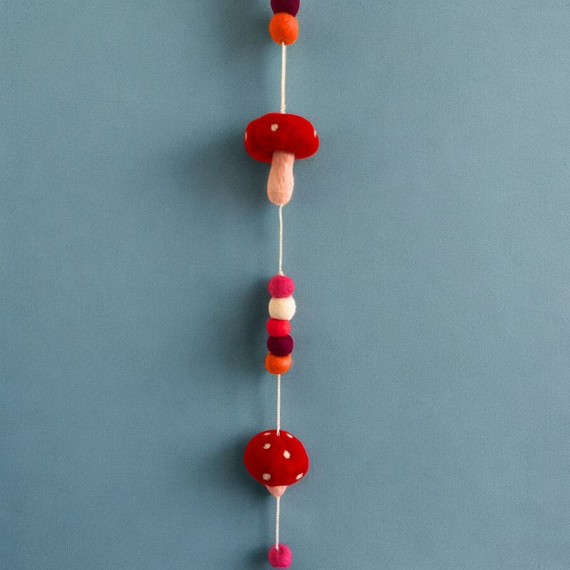 Colgante de Pared de Fieltro - Hongos de Sombrero Rojo