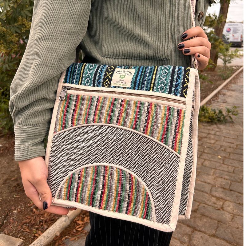 Bolso Mensajero de Cáñamo para Laptop - Curvas