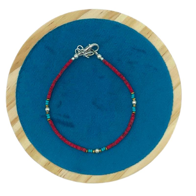 Pulsera nepalí de gemas extrafinas - Coral Tribal Bead