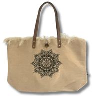 Bolso Natural Asa de Piel - Flor de la Vida