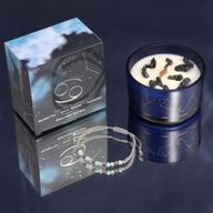 Vela de cristal del zodiaco con pulsera de piedras preciosas - Cáncer