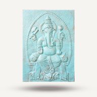 Gran Ganpati Marco de cemento fibrótico Turquesa Relieve - 0.7x1m