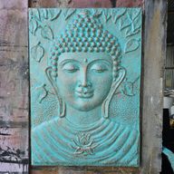 Gran Buda Marco de cemento fibrótico Turquesa Relieve - 0.7x1m