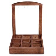 Soporte Colgante y Bandeja de Exhibición - 9 Compartimentos (3x3) - Madera Oscura