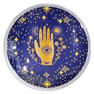 Plato de ofrendas esmaltado con tres patas - Hamsa azul medianoche