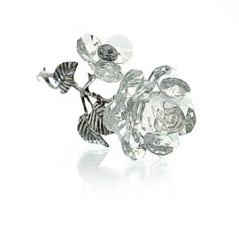 Rosa de Cristal con Tallo Plateado