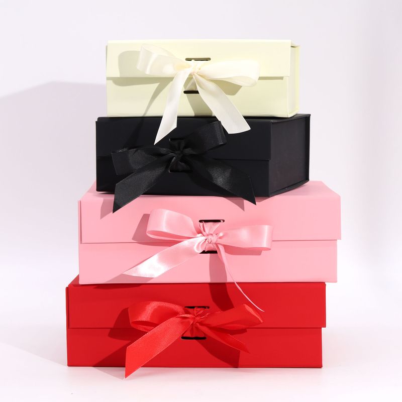 Caja de regalo plegable con Lazo 20x18.2x8 cm - Rosa