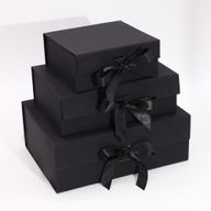 Caja de regalo plegable con Lazo 20x18.2x8 cm - Negra