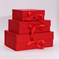 Caja de regalo plegable con Lazo - 33x25x12 cm - Roja