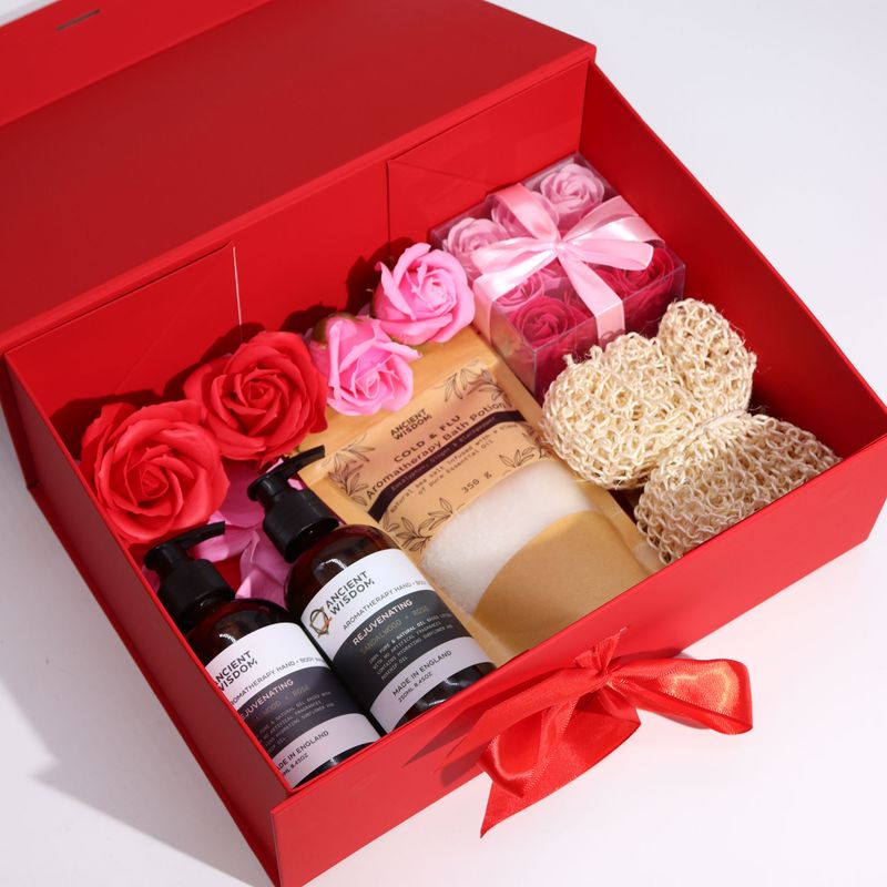Caja de regalo plegable con Lazo - 33x25x12 cm - Roja