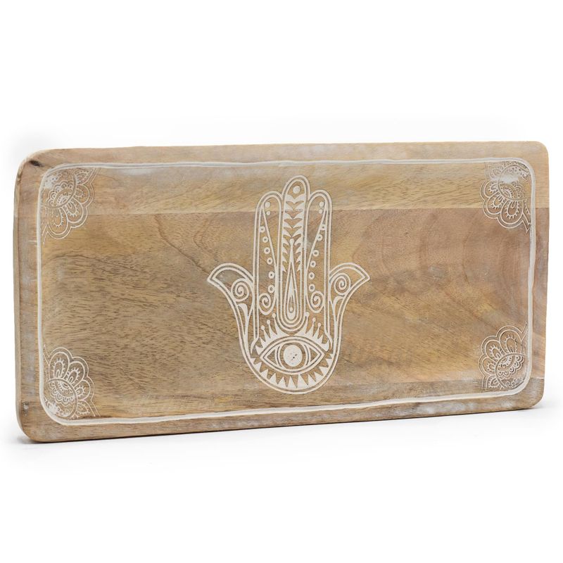 Bandeja larga 30x15x2,5cm - Hamsa Blanco