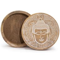 Caja Redonda Grande 17,5x7,5cm - Cara de Buda Blanca