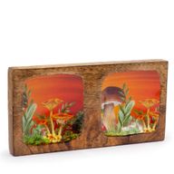 Bandeja doble 20x10x2.5cm - Diseño seta Granate
