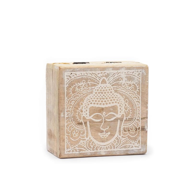Caja Cuadrada Pequeña 10x10x4.2cm - Cara de Buda Blanca