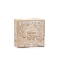 Caja Cuadrada Pequeña 10x10x4.2cm - Cara de Buda Blanca