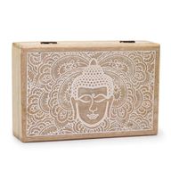 Caja rectangular grande 21.5x14x6.3cm - Cara de Buda Blanco