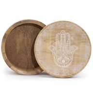 Caja Redonda Grande 17,5x7,5cm - Hamsa Blanco