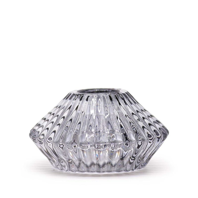 Portavelas reversible con diseño de flor para cena / vela de té - Gris medianoche