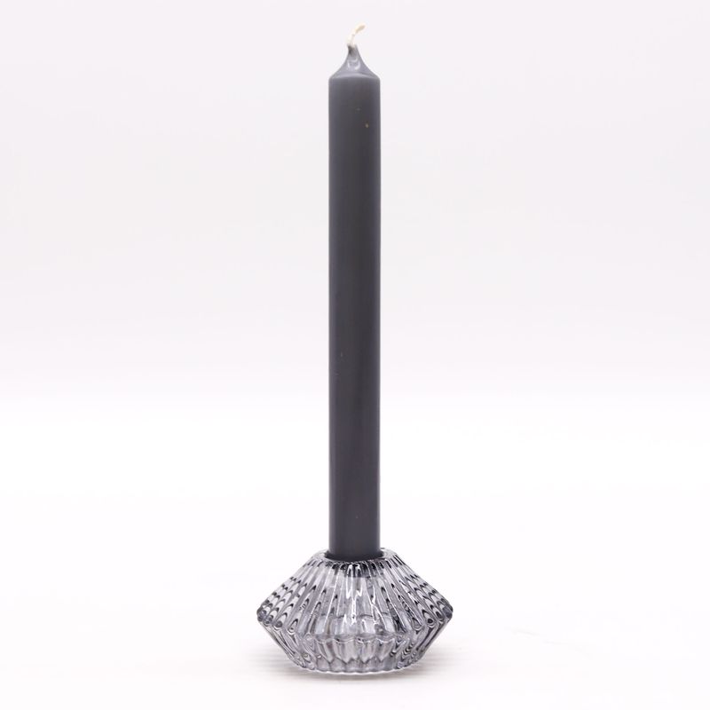Portavelas reversible con diseño de flor para cena / vela de té - Gris medianoche