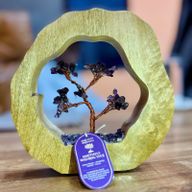 Jardín de árboles de gemas - Anillo de madera de mango - Amatista - 60 piedras pequeñas