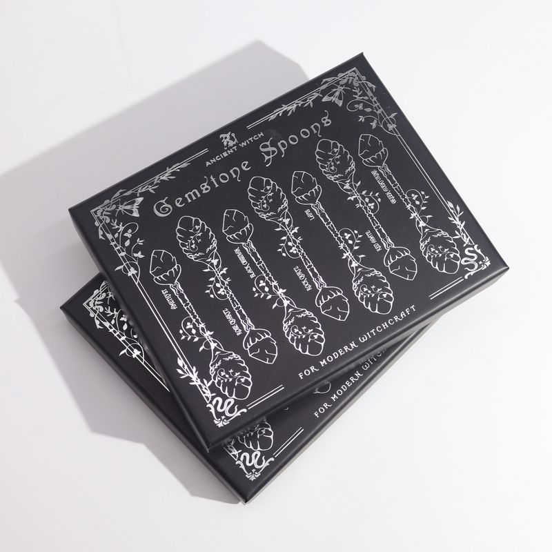 Set de 7 Cucharas de Bruja de Cristal con Piedra Preciosa de Bronce