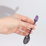 Juego de 7 Cucharas de Bruja de Cristal de Piedra Preciosa de Plata Oscura