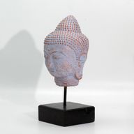Cabeza de Buda en Reposo sobre Soporte - Cobre Azul