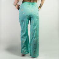 (ML) Colección Nómada Sari Mediterráneo - Pantalones - Diseño de Peces en Turquesa y Oro