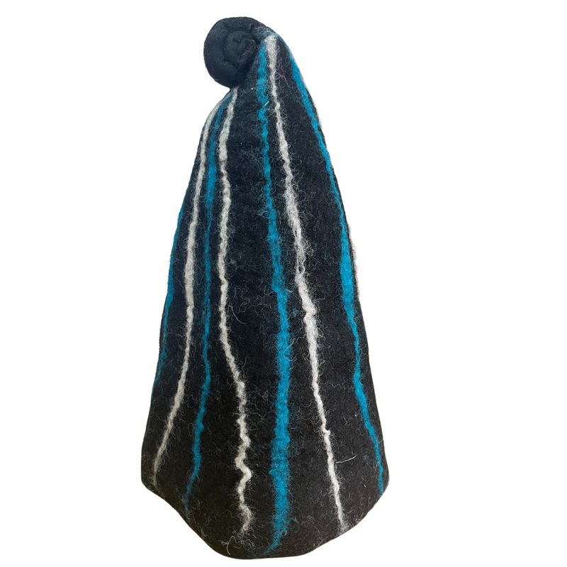 Sombrero de mago de sauna de fieltro - Rayas negras y azules