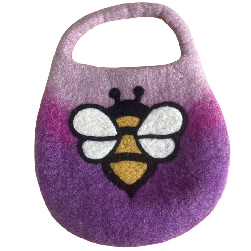 Bolso de abejas de fieltro al agua - Un asa con imán - Tonos lavanda