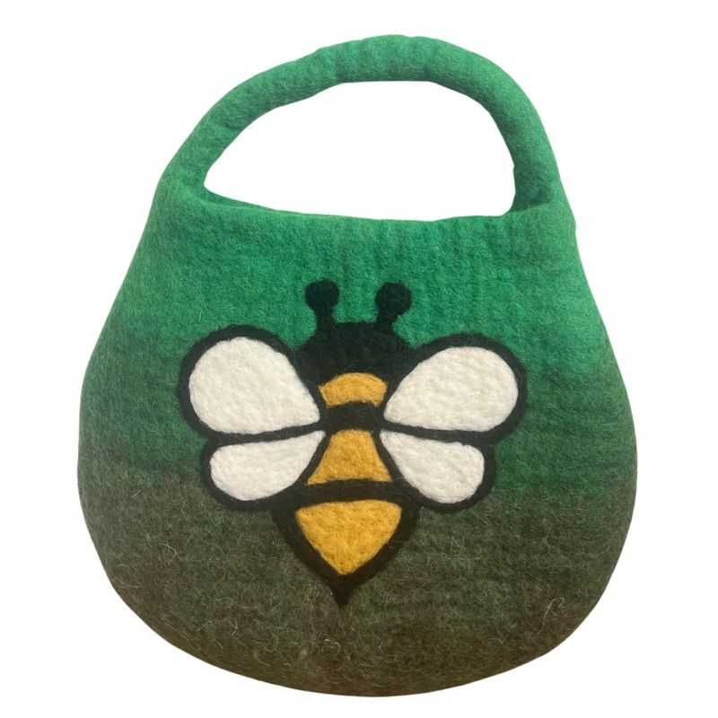 Bolsa de abejas de fieltro al agua - Un asa con imán - Tonos Verdes
