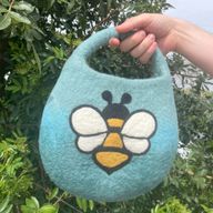 Bolsa de fieltro para abejas - Un asa con imán - Azul y verde