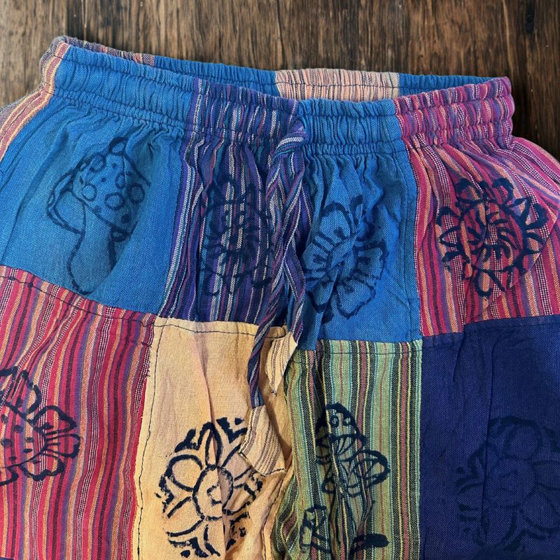 Sari Nómada - Pantalón Hongo - Diseños con Estampado en Bloque - Tonos Naranjas (105x127cm) S/M