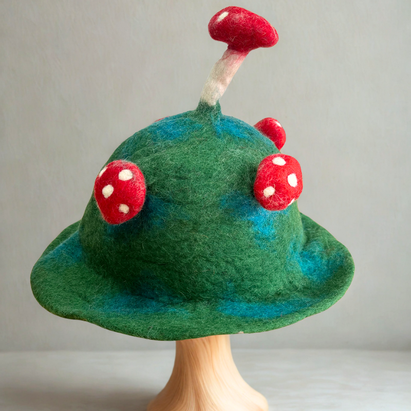 Sombrero de hongo de fieltro - Verde musgo de montaña